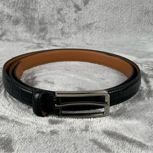 SAS Belt XXL 40 Black Croc‎ Embosses Silver Tone Buckle Made In USA Calfskin EUC